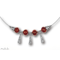 Collier -5102- rot (4 Keramikperlen), L: 50 cm