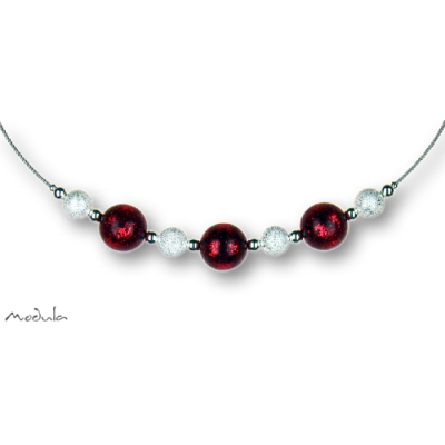 Collier -5112- rot (3 Polarisperlen flitter, Star Dust), L: 40 cm