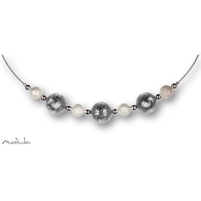 Collier -5112- silber (3 Polarisperlen flitter, Star Dust), L: 42 cm