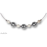 Collier -5112- silber (3 Polarisperlen flitter, Star Dust), L: 42 cm