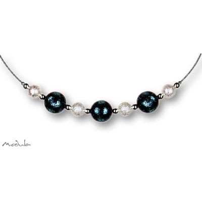 Collier -5112- türkis (3 Polarisperlen flitter, Star Dust), L: 42 cm