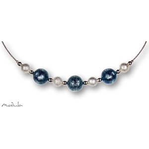 Collier -5112- aqua (3 Polarisperlen flitter, Star Dust),...