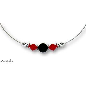 Collier -5113- rot-schwarz (2 Polaris-Doppelkegel, 1...