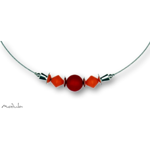 Collier -5113- orange-rot (2 Polaris-Doppelkegel, 1...