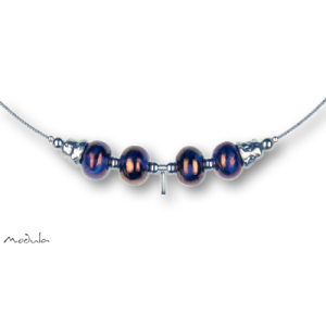 Halsreif Schmuckseil -109- blau (4 Keramikperlen), L: 42 cm
