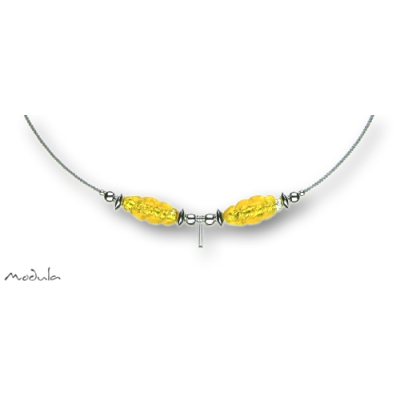 Halsreif Schmuckseil -106- gelb (2 Glasspindeln), L: 42 cm