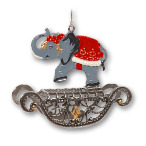 3D Pewter Ornament Elephant on a Seesaw