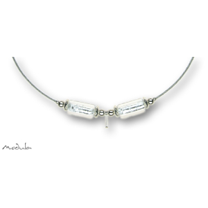 Halsreif Schmuckseil -105- kristall (2 Glaszylinder), L:...