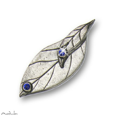 Schmuckmagnet "Blatt" mit 2 Steinen blau