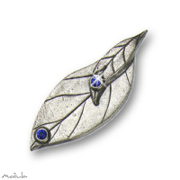 Schmuckmagnet "Blatt" mit 2 Steinen blau