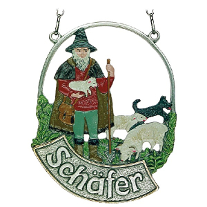 Pewter Picture Shepherd „Schäfer“ oval