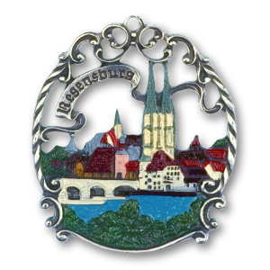Pewter Ornament Town Picture small Regensburg