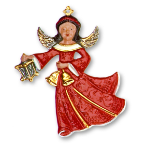 Pewter Ornament Angel with Bells and Lamp