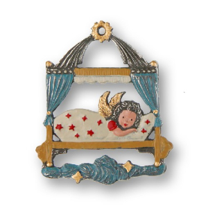 Pewter Ornament Angel in Heaven Bed