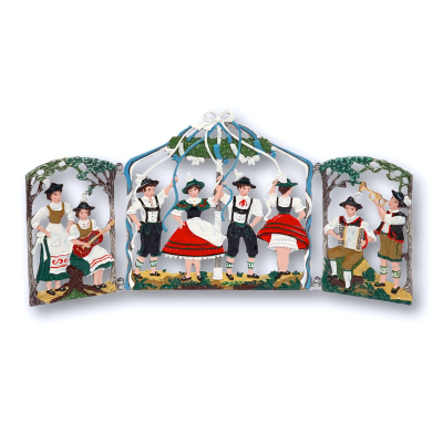 Foldable Pewter Picture Bavarian Folk Dance "Bandltanz"