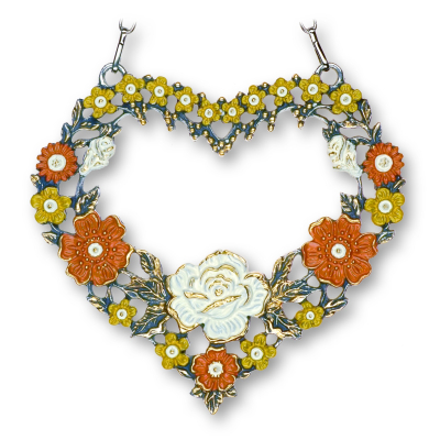 Pewter Picture Heart with Rose yellow