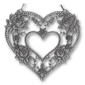 Pewter Picture Heart with Roses antique finish