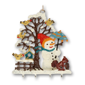 3D Pewter Ornament Snowman with Squirrel