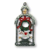 Pewter Ornament Christmas Motiv 2015 Rocking Horse with Wreath