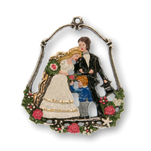 Pewter Ornament Wedding Couple with Flower Child