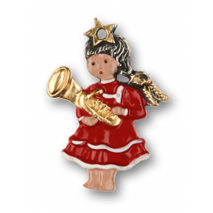 Pewter Ornament Angel with Flugelhorn