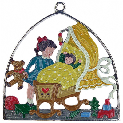 Pewter Picture Child at the Cradle