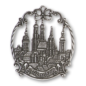 Pewter Ornament Town Picture small Munich with antique...