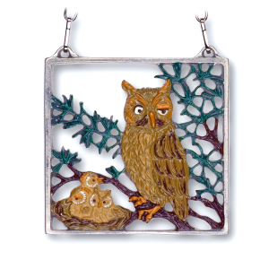 Pewter Picture Owls