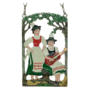Pewter Picture TwoTraditional Bavarian (female) Musicians