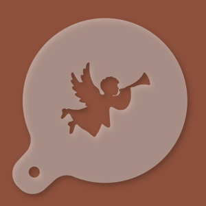 Cappuccino-Schablone Engel fliegend mit Posaune