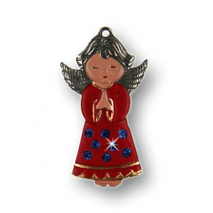 Pewter Ornament Angel praying with 8 Stones blue
