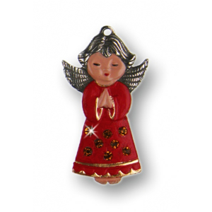 Pewter Ornament Angel praying with 8 Stones yellow