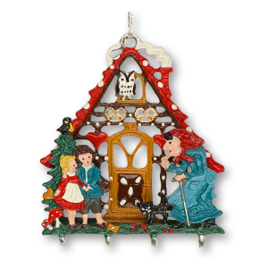 3D Pewter Ornament Gingerbread House with Witch