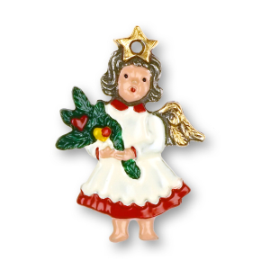 Pewter Ornament Angel with Fir Branch