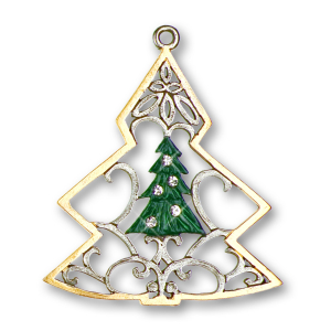 Pewter Ornament Tree in Tree with 10 Stones crystal