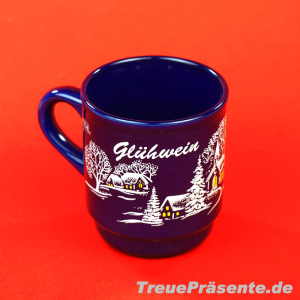 Mulled wine cup blue with handle