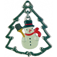 Pewter Ornament Town Picture small Christmas Tree with movable inner-part Snowman