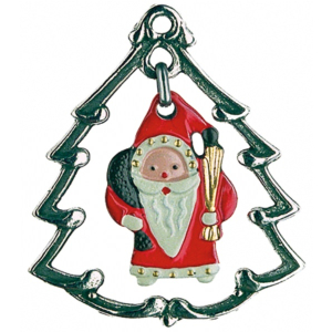 Pewter Ornament Town Picture small Christmas Tree with...