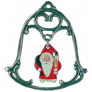 Pewter Ornament Bell with movable inner-part Santa Claus...