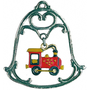 Pewter Ornament Bell with movable inner-part Locomotive