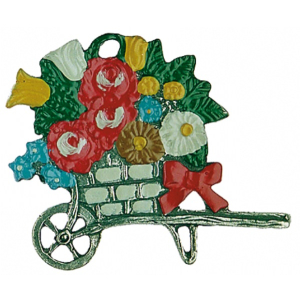 Pewter Ornament Wheelbarrow with Flowers on both sides