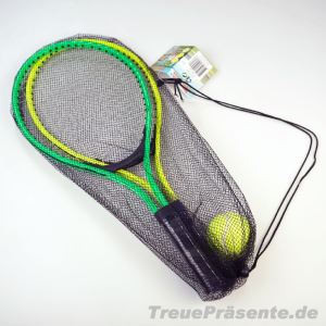 Tennisschläger 2er-Set mit Ball in Tragenetz