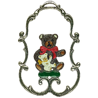 Zinnfigur Bär mit Kind links im Rahmen