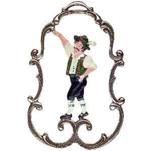 Pewter Ornament Man in Traditional Bavarian Costume in a...