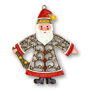 Pewter Ornament Filigree-Ornament Santa Claus