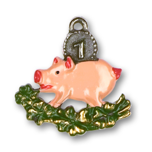 Pewter Ornament Good Luck Pig with Penny