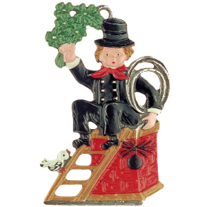 Pewter Ornament Chimney-Sweep with Bouquet