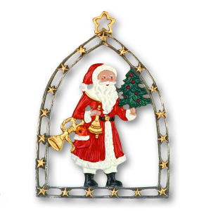 Pewter Ornament Santa Claus in a Bow