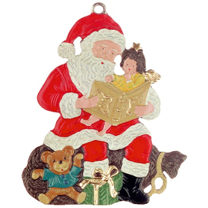 Pewter Ornament Santa Claus with a Book