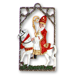 Pewter Ornament St. Nicholas on a Horse